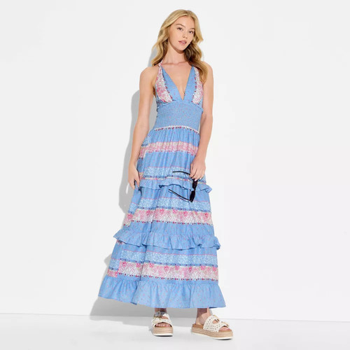 Women tiered ruffle maxi - ruffle,